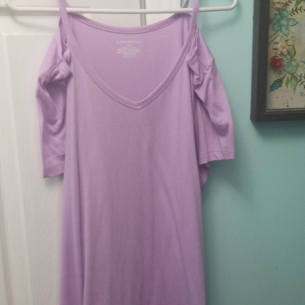 Purple cold shoulder top